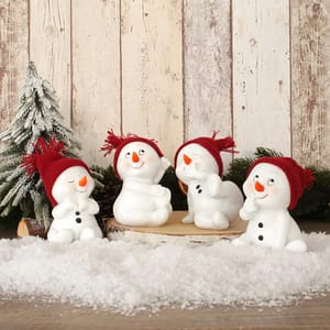 Schneemann-Figuren rote Mütze - 4er Set